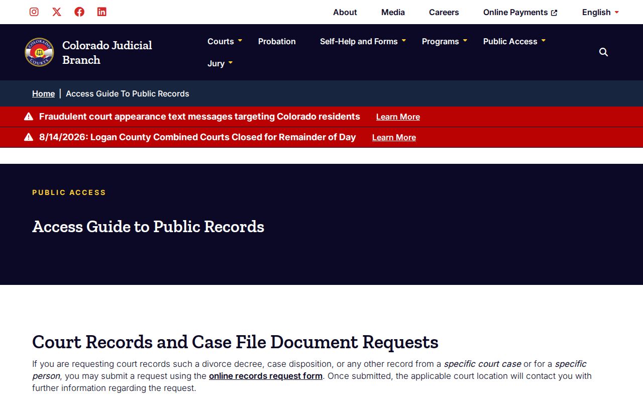Dolores County case lookup public records access guide