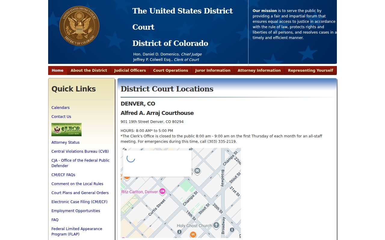 Dolores County traffic record federal court locations boundary